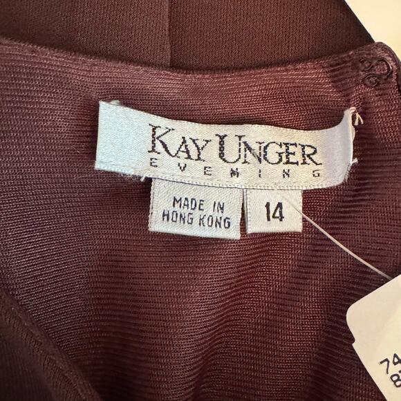 Kay Unger Size 14 Chocolate Brown Beaded Sleeveless Shift Dress - Picture 8 of 10